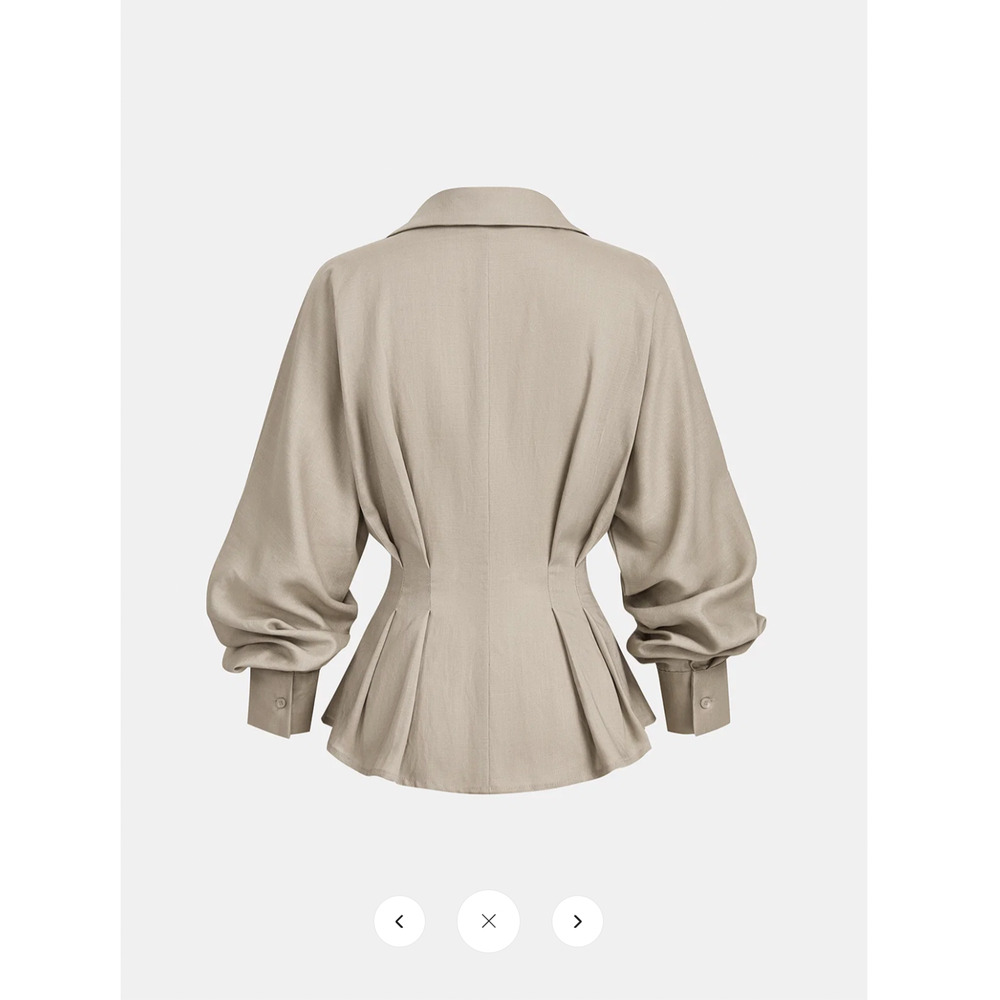NWT Commense Linen Blend Balloon Sleeve Wrap Blouse Sz L - Picture 2 of 4